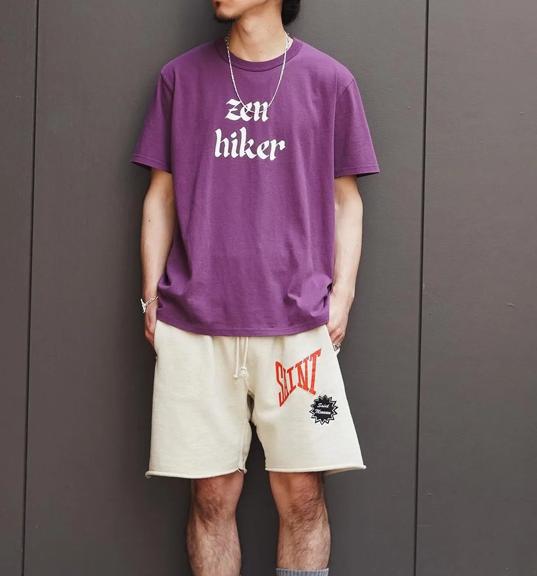SAINT Mxxxxxx 'SAINT' SWEAT SHORTS/GRY/BLK embroidered SAINT LOGO basic shorts, distressed gray/washed black S-XL, four needles and six threads throughout, produced by a major domestic factory, imported Tajima machine embroidery, washed and distressed, original version